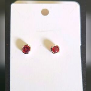 Sterling And Garnet Stud Earrings